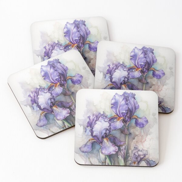 Item preview, Irises. Iris flower watercolor drawing. Purple iris flower. Violet iris flower designed and sold by maxa0109.