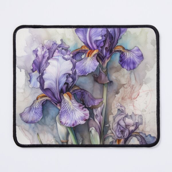 Item preview, Irises. Iris flower watercolor drawing. Purple iris flower. Violet iris flower designed and sold by maxa0109.