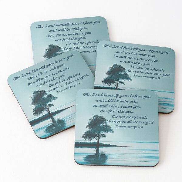 Item preview, Blue Teal Single Tree Water Deuteronomy 31:8 designed and sold by Olivercat2018.