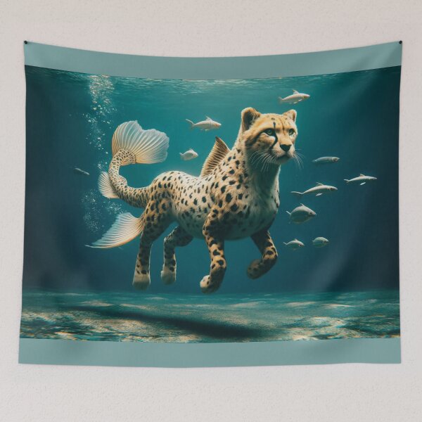 Item preview, Mystical Cheetah-Fish Hybrid: Underwater Fantasy Explorer designed and sold by FantasyHybrids.