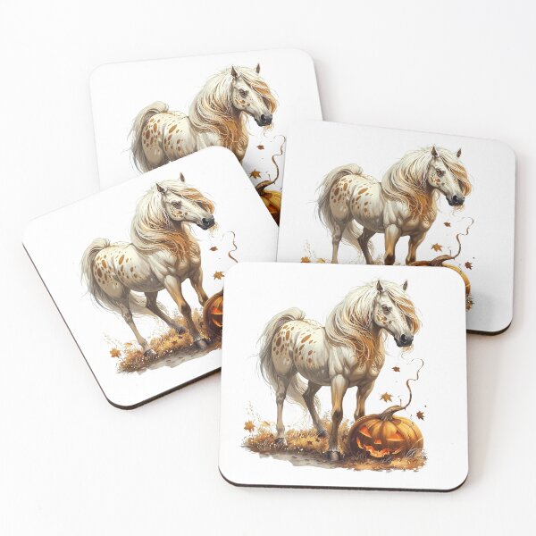 Item preview,  Snow white horse with pumpkins. Arabian horse lover designed and sold by Anastasiia Yurevych.