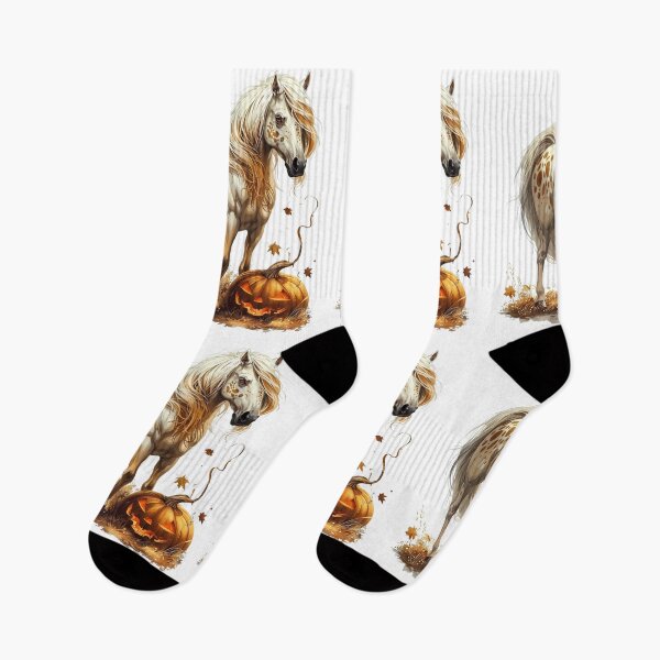 Item preview,  Snow white horse with pumpkins. Arabian horse lover designed and sold by Anastasiia Yurevych.