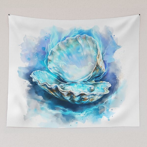Item preview, Blue sea shell. Watercolor sea shells sticker designed and sold by Anastasiia Yurevych.