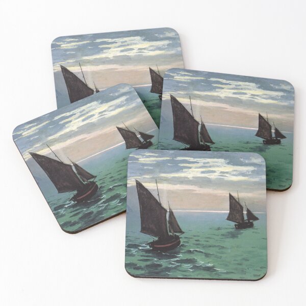 Item preview, Fishing Boats at Sea Yachts Ocean Monet Art designed and sold by ArtUnova.