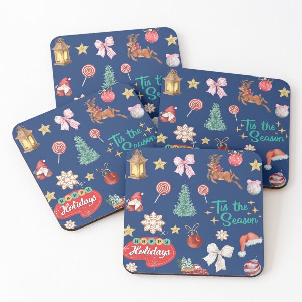 Item preview, tis the season, christmas retro pattern blue designed and sold by mariana83.