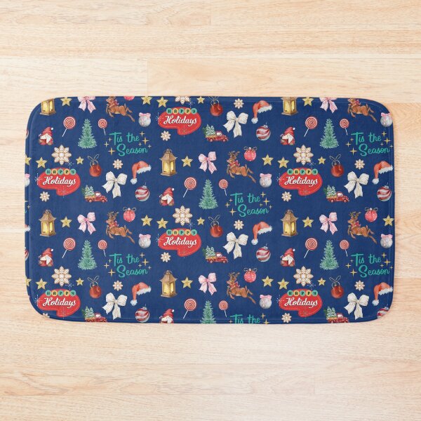 Item preview, tis the season, christmas retro pattern blue designed and sold by mariana83.