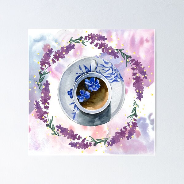 Item preview, Flower Tea Teacup Lavender Coffee designed and sold by WildWoodlandWitch.