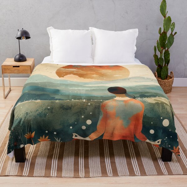 Item preview, Woman meditating  at sunset - chinese  feel designed and sold by Wildflow Creations.