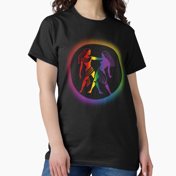 Item preview, Gemini Star Sign Graphic LGBTQ, Gemini Symbol graphic with rainbow background, Horoscope Unisex T-shirt, LGBTQ Astrology tees gift ideas, Astrology tees,  designed and sold by PrideBeProud.