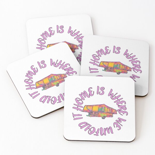 Item preview, Home is where we unfold it Folding Caravan - Pink and Yellow designed and sold by BeccaAelishe.