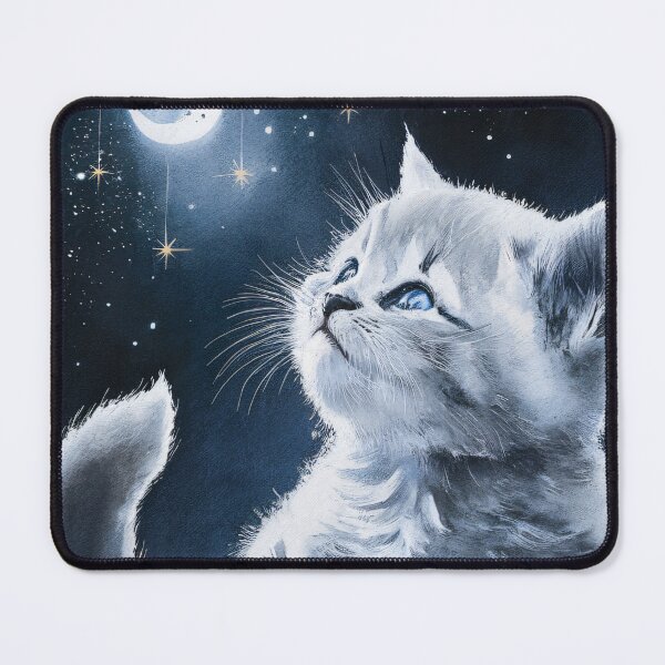 Item preview, A Cute Gray Kitten Looking At The Moon designed and sold by pixelplaza.