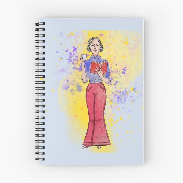 Item preview, Short hair woman reading with abstract background  designed and sold by altairaleon.