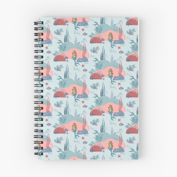 Item preview, Mermaids in a coral reef with seaweed and starfish - coral, blue, teal designed and sold by sheena lange.