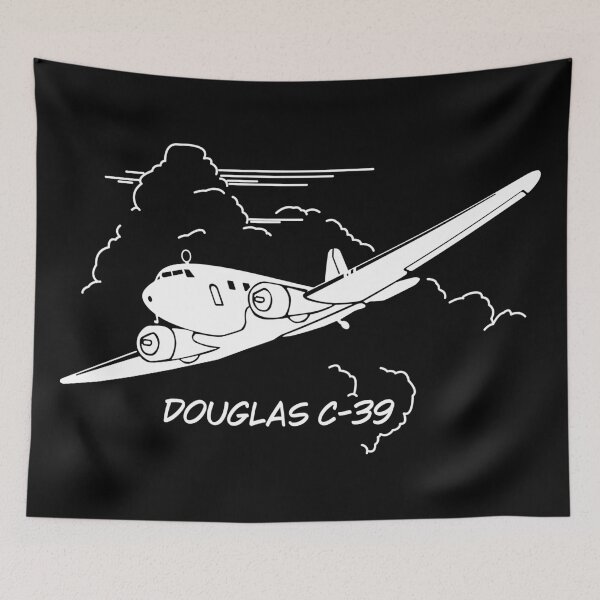 Item preview, Douglas C-39 American WW2 Plane Flying Clouds Silhouette designed and sold by MilitaryMart.