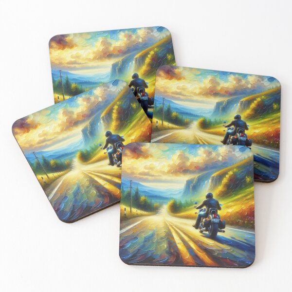 Item preview, Motorcycle Road Trip Design, Vibrant Sunset Landscape Artwork, Adventure Riding  designed and sold by Closetstyl.