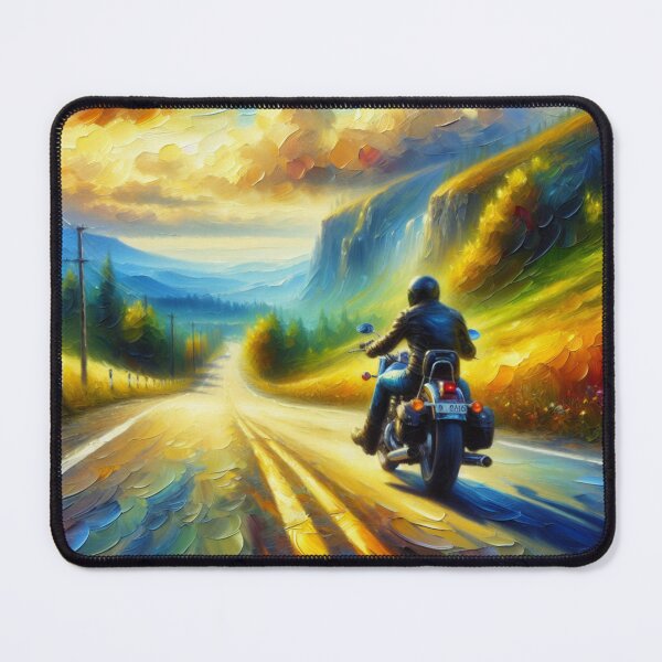 Item preview, Motorcycle Road Trip Design, Vibrant Sunset Landscape Artwork, Adventure Riding designed and sold by Closetstyl.