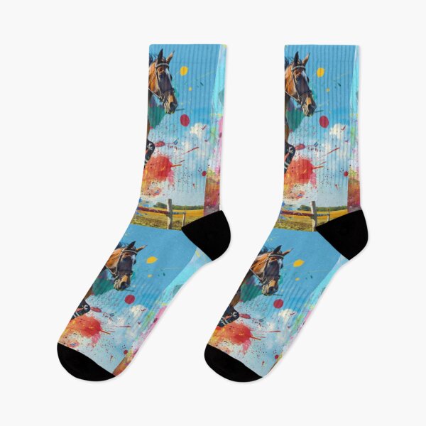 Item preview, Horse and rider splashes colour cross country routine Active Outdoors Inspired Art designed and sold by CDC40.