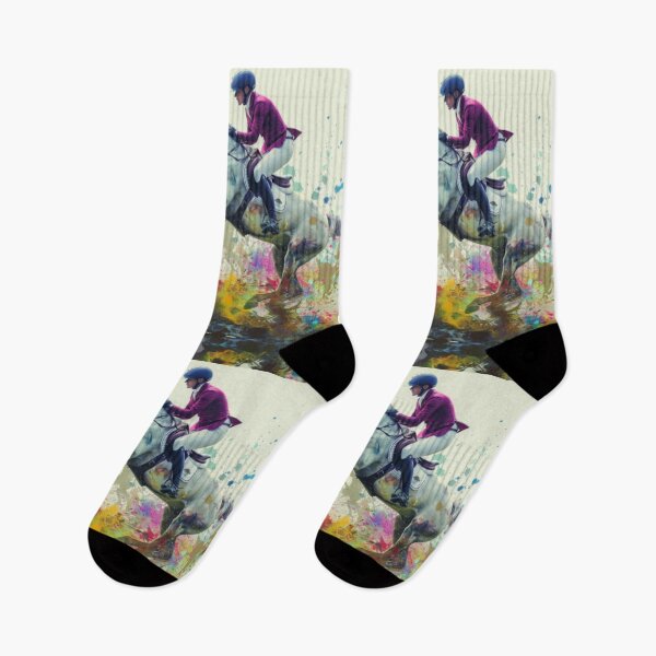 Item preview, Horse and rider splashes colour cross country routine Active Outdoors Inspired Art designed and sold by CDC40.