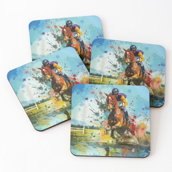 Item preview, Horse and rider splashes colour cross country routine Active Outdoors Inspired Art designed and sold by CDC40.
