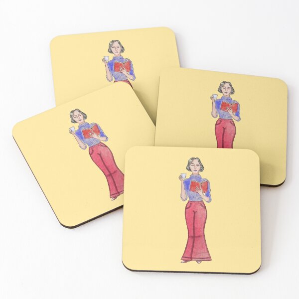 Item preview, Short hair woman reading with coffee cup designed and sold by altairaleon.