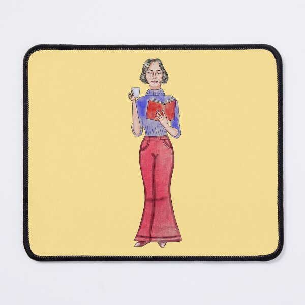 Item preview, Short hair woman reading with coffee cup designed and sold by altairaleon.