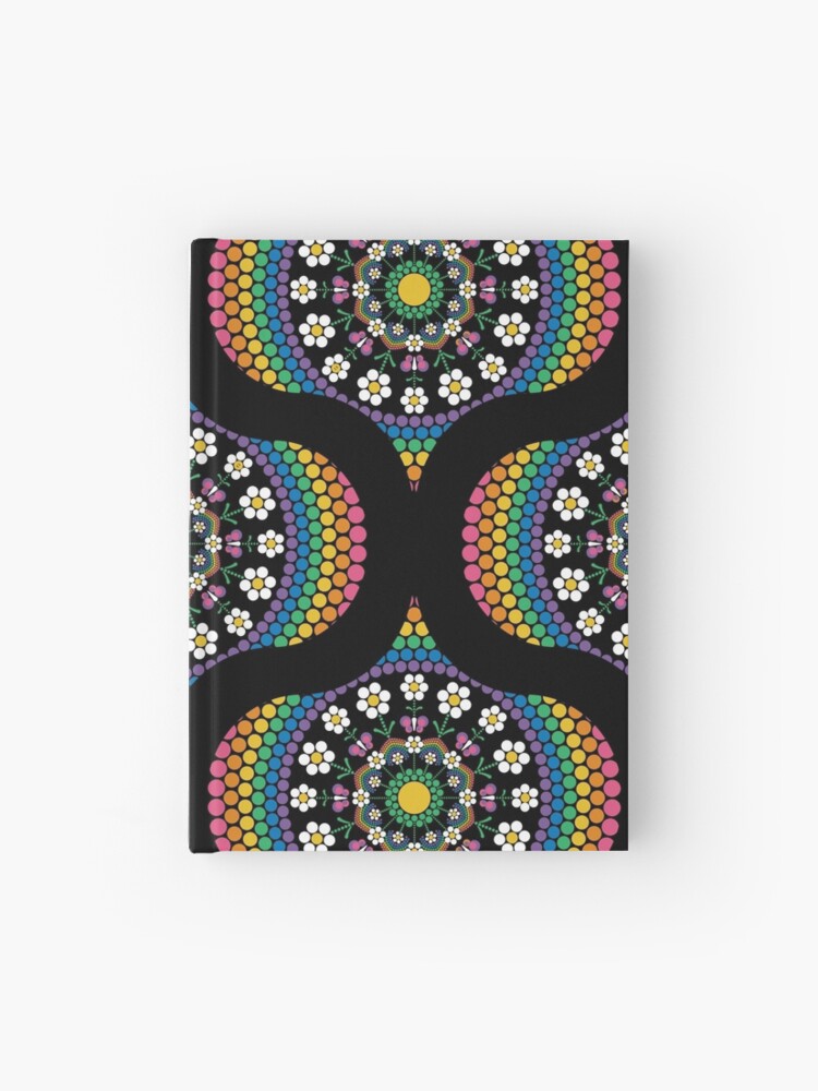 Journal, Maximalist Rainbow Daisy Dot The Difference Mandala Retro Ogee designed and sold by Triplicate Limited