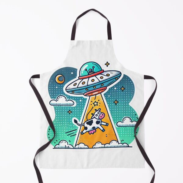 Item preview, Funny UFO Cow Abduction Cartoon - Alien Spaceship Sticker designed and sold by Greemo03.