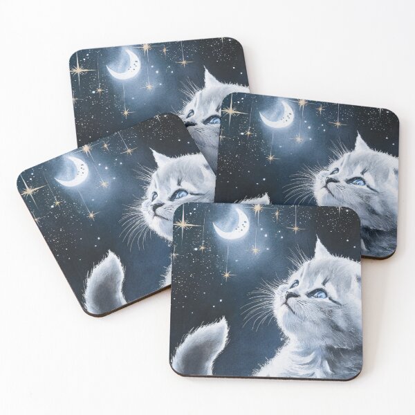 Item preview, A Cute Gray Kitten Looking At The Moon designed and sold by pixelplaza.