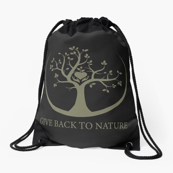 Give Back to Nature - Kaki Grunge Drawstring Bag