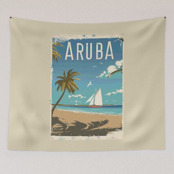 Item preview, A Vintage Travel Illustration of Aruba designed and sold by GoodOldVintage.