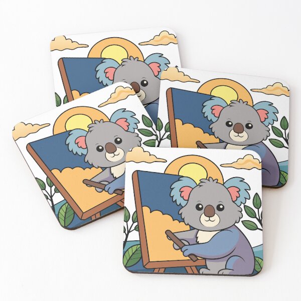 Item preview, Koala Artist Painting a Vibrant Sunset on Canvas designed and sold by omerfdln34.