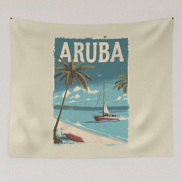 Item preview, A Vintage Travel Illustration of Aruba designed and sold by GoodOldVintage.