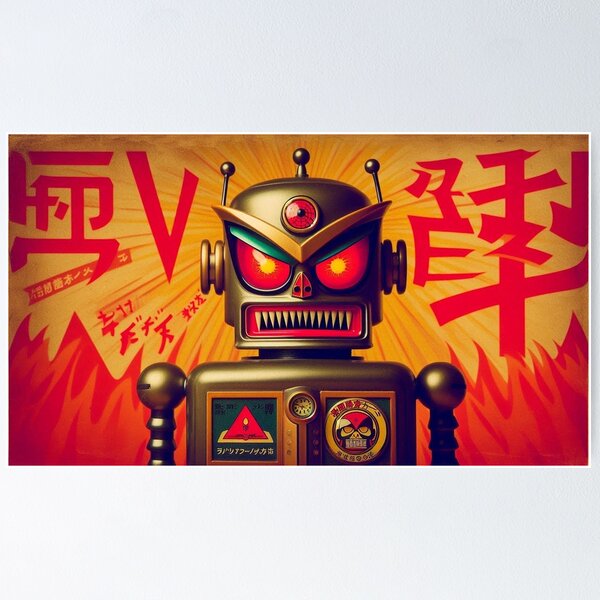 Item preview, Retro Menace Robot - Vintage Japanese-Inspired Artwork designed and sold by 3MillsDesign.
