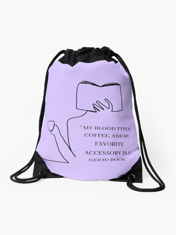 Thumbnail 1 of 3, Drawstring Bag, Teelie Turner Author~Favorite Accessory Is A Good Book~Lavender™ designed and sold by FairyBookClub.
