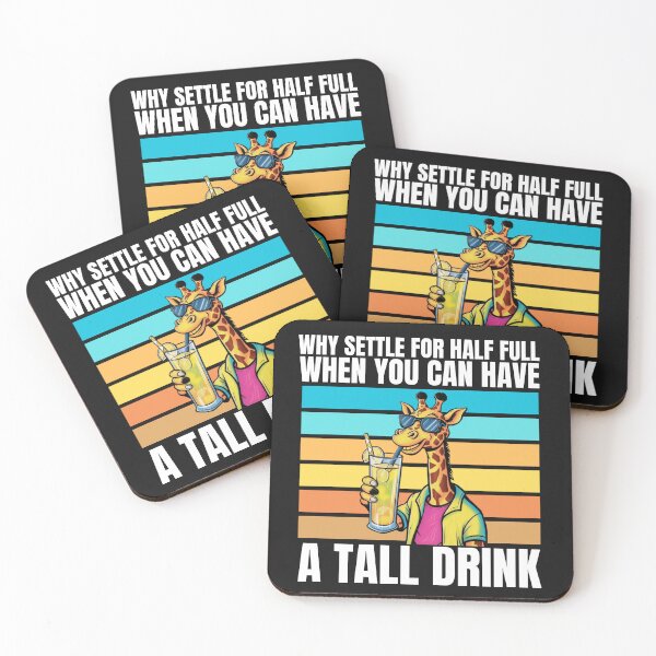 Item preview,  Giraffe Sipping Why Settle For Half Full When You Can Have a Tall Drink, Summer Drinking Tropical Ice Cold Lemonade Orange  designed and sold by Manara  -Art.