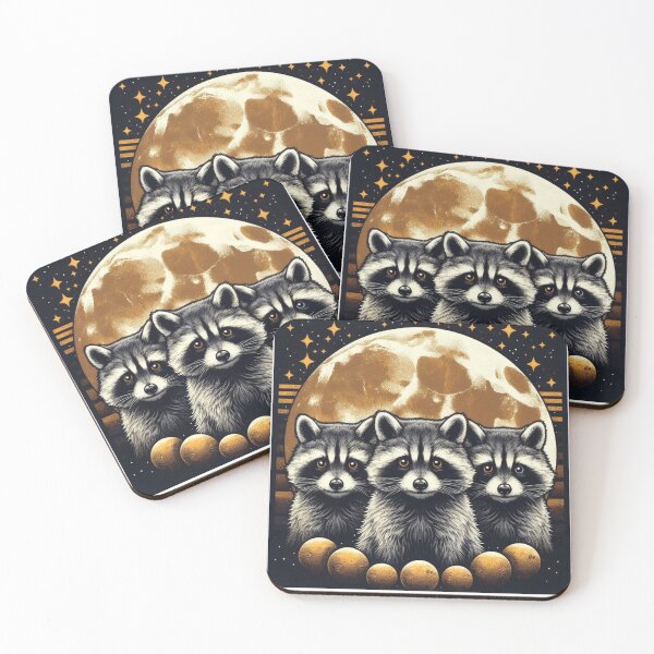 Item preview, Three Raccoons, Retro Raccoon Moon, Raccoon Lovers, Funny Raccon,three Raccoons in a Trenchcoat by OlegKravets designed and sold by ELK20.