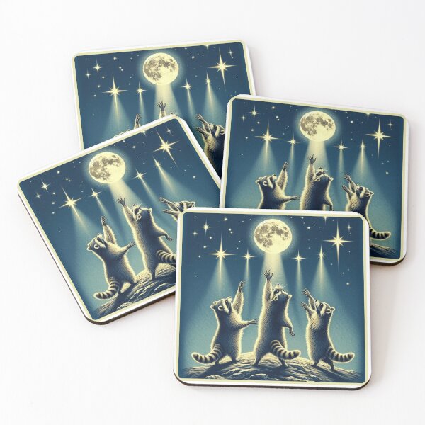 Item preview, Three Raccoons, Retro Raccoon Moon, Raccoon Lovers, Funny Raccon,three Raccoons in a Trenchcoat by OlegKravets designed and sold by ELK20.