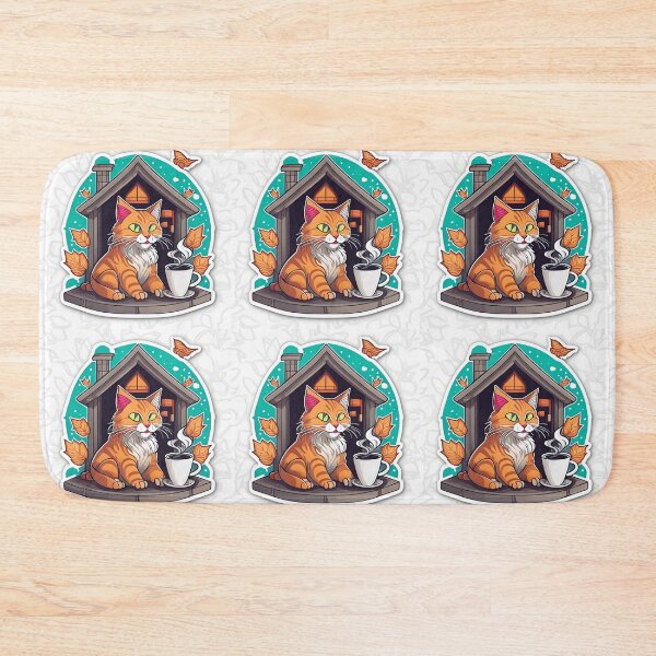 Item preview, Orange Cat Fall Season designed and sold by CatStickershere.