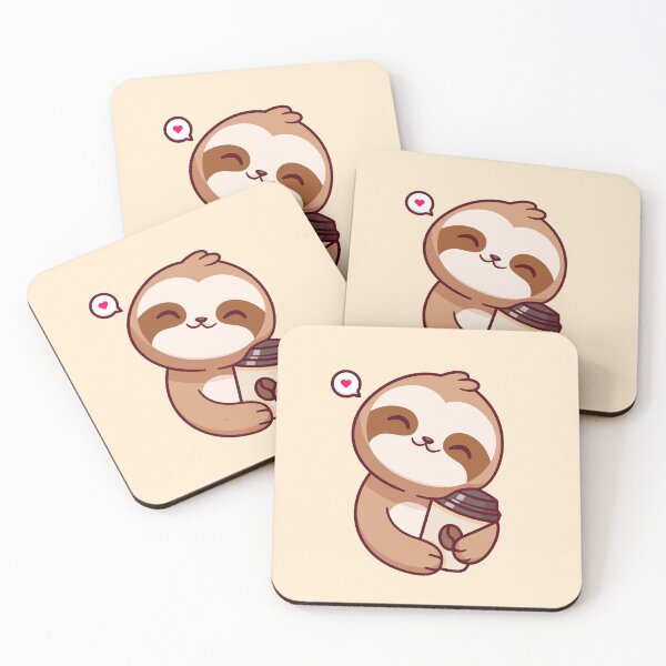 Item preview, Cute Sloth Hugging Coffee: Adorable Cartoon Vector Icon" designed and sold by hjian8219.