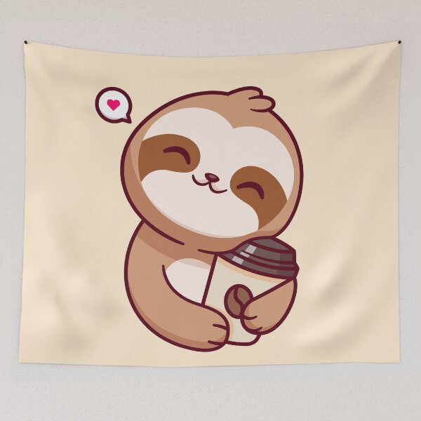 Item preview, Cute Sloth Hugging Coffee: Adorable Cartoon Vector Icon" designed and sold by hjian8219.