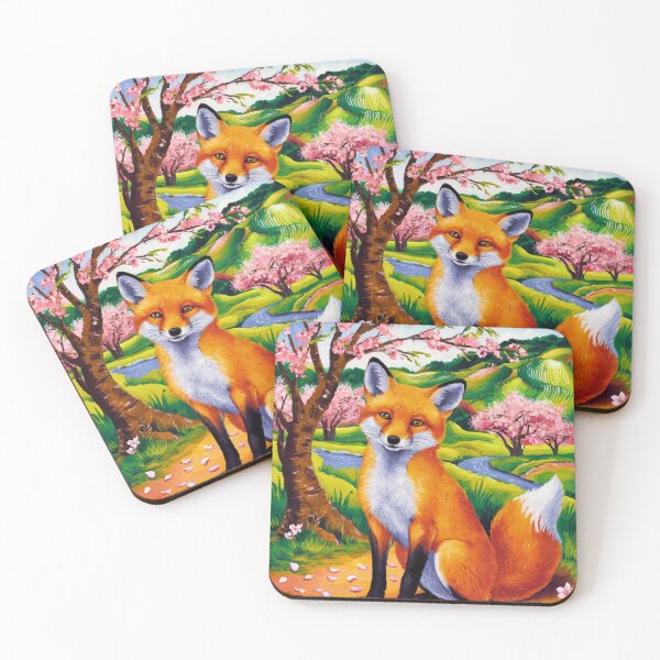 Artikelvorschau, Fuchs-Porträt. Kirschblüte, Blumenfuchs, Vintage-Fuchs, Fuchs-Malerei, Paul Cezanne-Stil entworfen und verkauft von FoxVibes.
