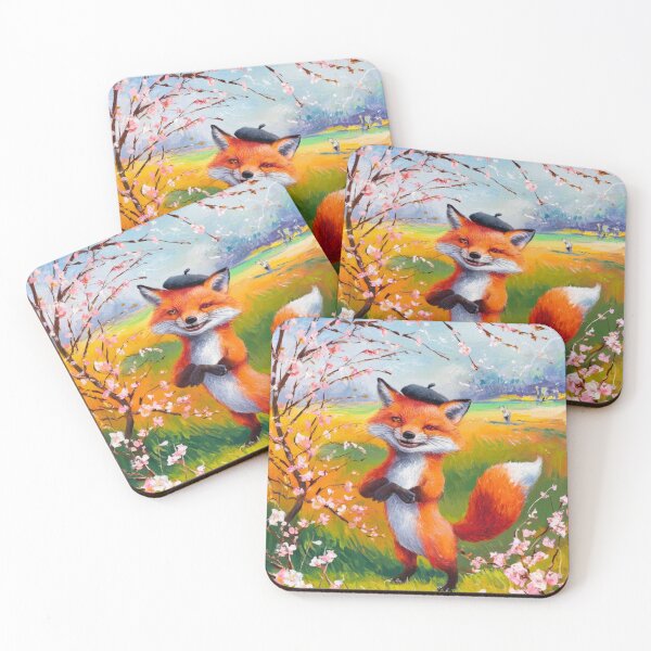Artikelvorschau, Fuchs-Porträt. Kirschblüte, Blumenfuchs, Vintage-Fuchs, Fuchs-Malerei, Paul Cezanne-Stil entworfen und verkauft von FoxVibes.