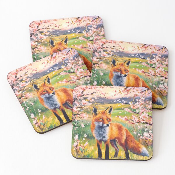 Artikelvorschau, Fuchs-Porträt. Kirschblüte, Blumenfuchs, Vintage-Fuchs, Fuchs-Malerei, Paul Cezanne-Stil entworfen und verkauft von FoxVibes.