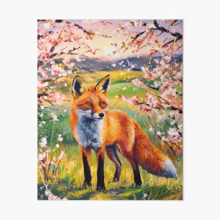 Item preview, Fox Portrait. Cherry blossom, floral fox, vintage fox, fox painting, Paul Cezanne style designed and sold by FoxVibes.