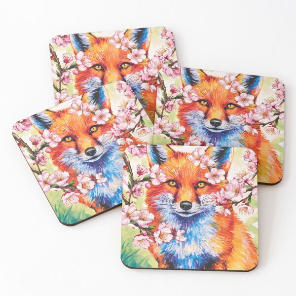 Artikelvorschau, Fuchs-Porträt. Kirschblüte, Blumenfuchs, Vintage-Fuchs, Fuchs-Malerei, Paul Cezanne-Stil entworfen und verkauft von FoxVibes.