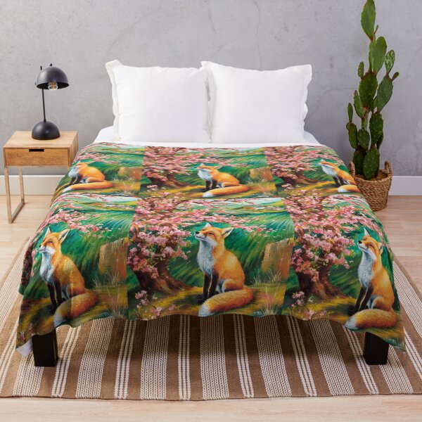 Artikelvorschau, Fuchs-Porträt. Kirschblüte, Blumenfuchs, Vintage-Fuchs, Fuchs-Malerei, Paul Cezanne-Stil entworfen und verkauft von FoxVibes.