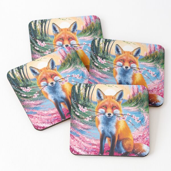 Artikelvorschau, Fuchs-Porträt. Kirschblüte, Blumenfuchs, Vintage-Fuchs, Fuchs-Malerei, Paul Cezanne-Stil entworfen und verkauft von FoxVibes.