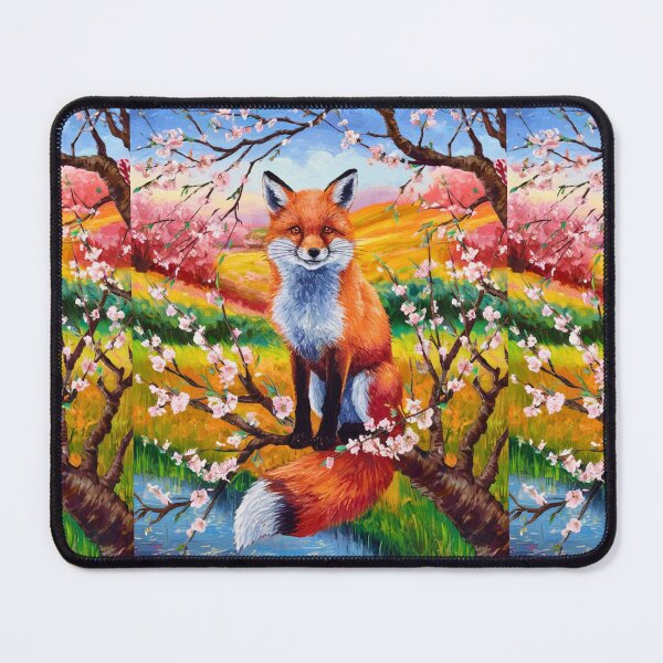 Item preview, Fox Portrait. Cherry blossom, floral fox, vintage fox, fox painting, Paul Cezanne style designed and sold by FoxVibes.