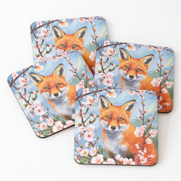 Artikelvorschau, Fuchs-Porträt. Kirschblüte, Blumenfuchs, Vintage-Fuchs, Fuchs-Malerei, Paul Cezanne-Stil entworfen und verkauft von FoxVibes.