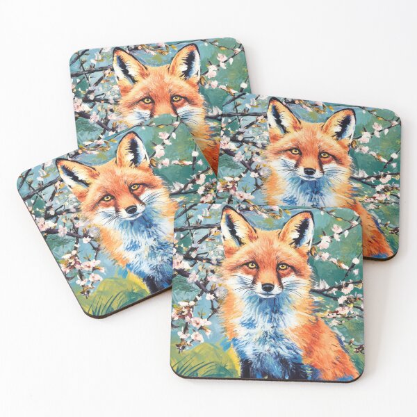 Artikelvorschau, Fuchs-Porträt. Kirschblüte, Blumenfuchs, Vintage-Fuchs, Fuchs-Malerei, Paul Cezanne-Stil entworfen und verkauft von FoxVibes.